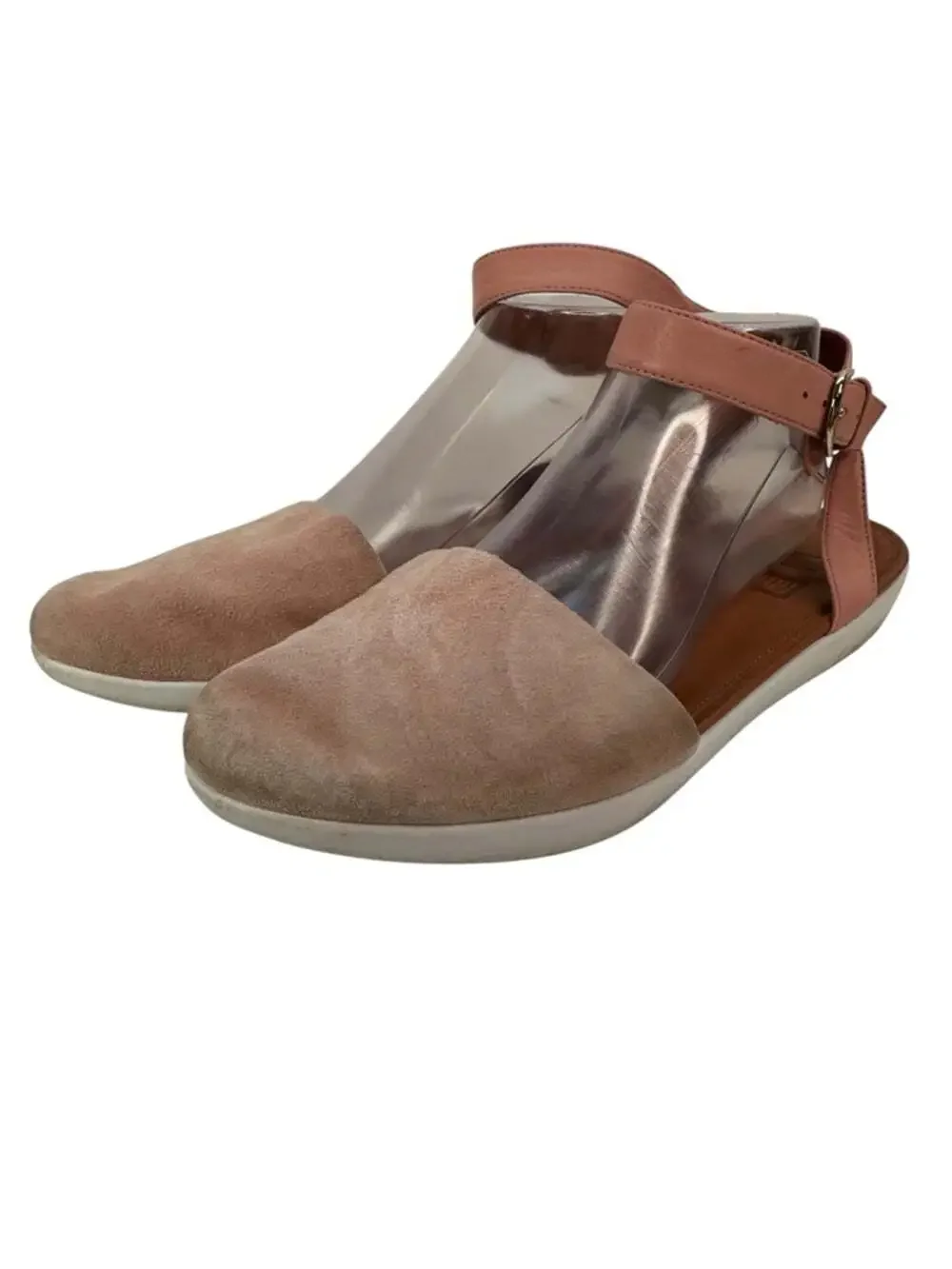 FitFlop Cova Closed Toe Suede Comfort Sandals Blush Pink Ankle Strap Womens 10